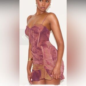 PrettyLittleThing Dark Purple and Brown Dress